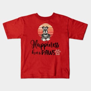 Happiness has Paws - I love Schnauzers Dog, Schnauzer lover gift Kids T-Shirt